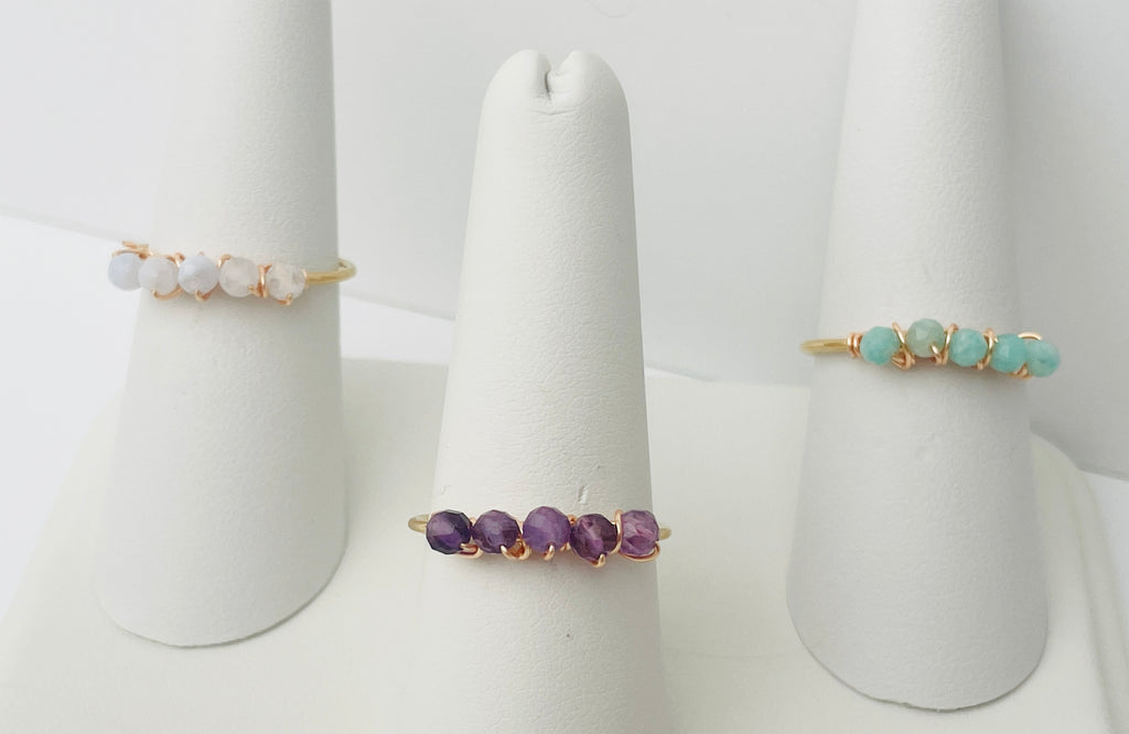 Gemstone Gold Band Rings