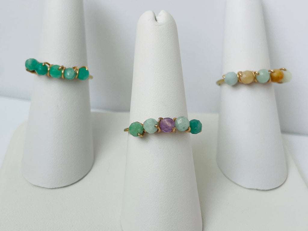 Gold Band Semi-Precious Gemstone Rings