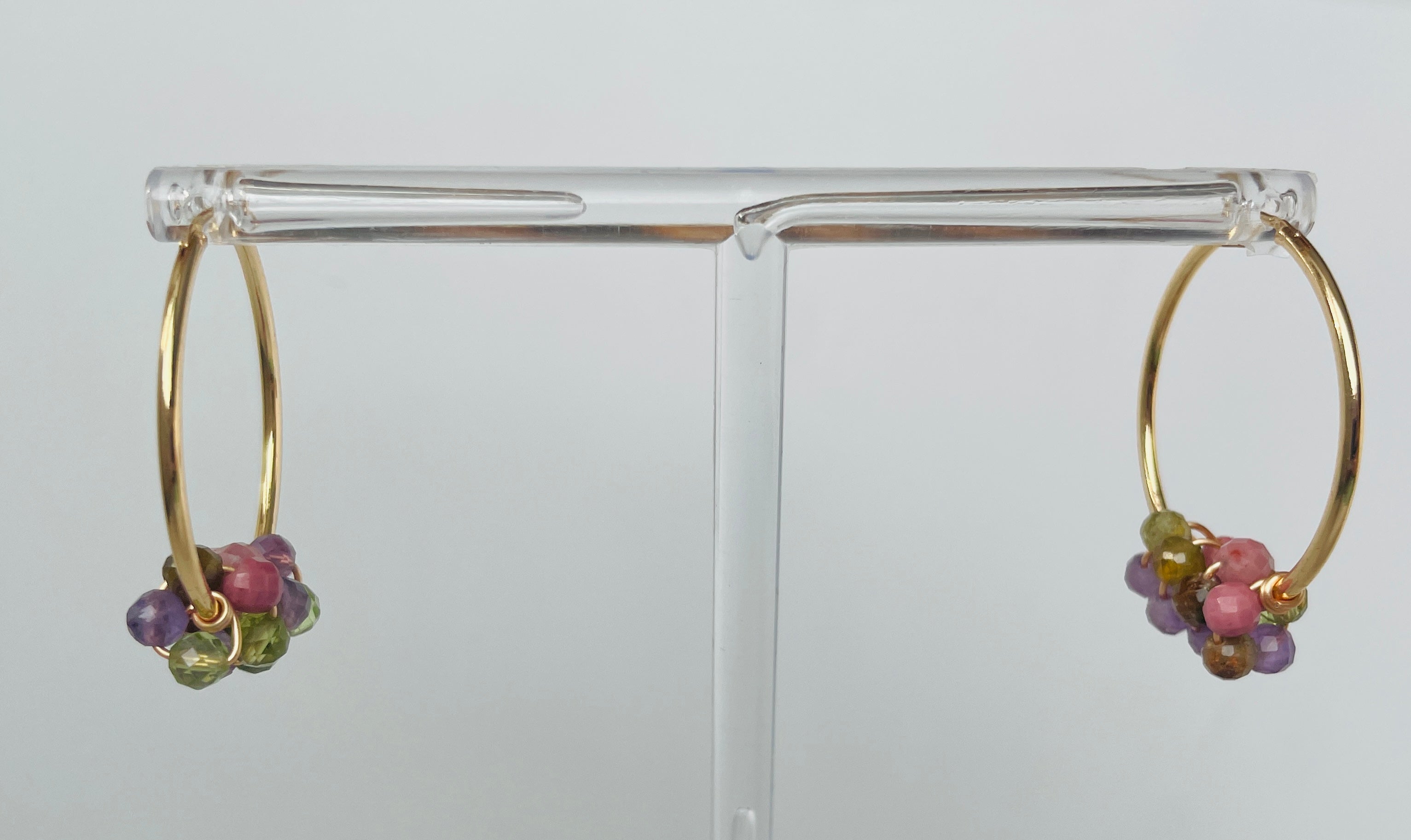 Multi Gemstones Gold - Filled Hoops