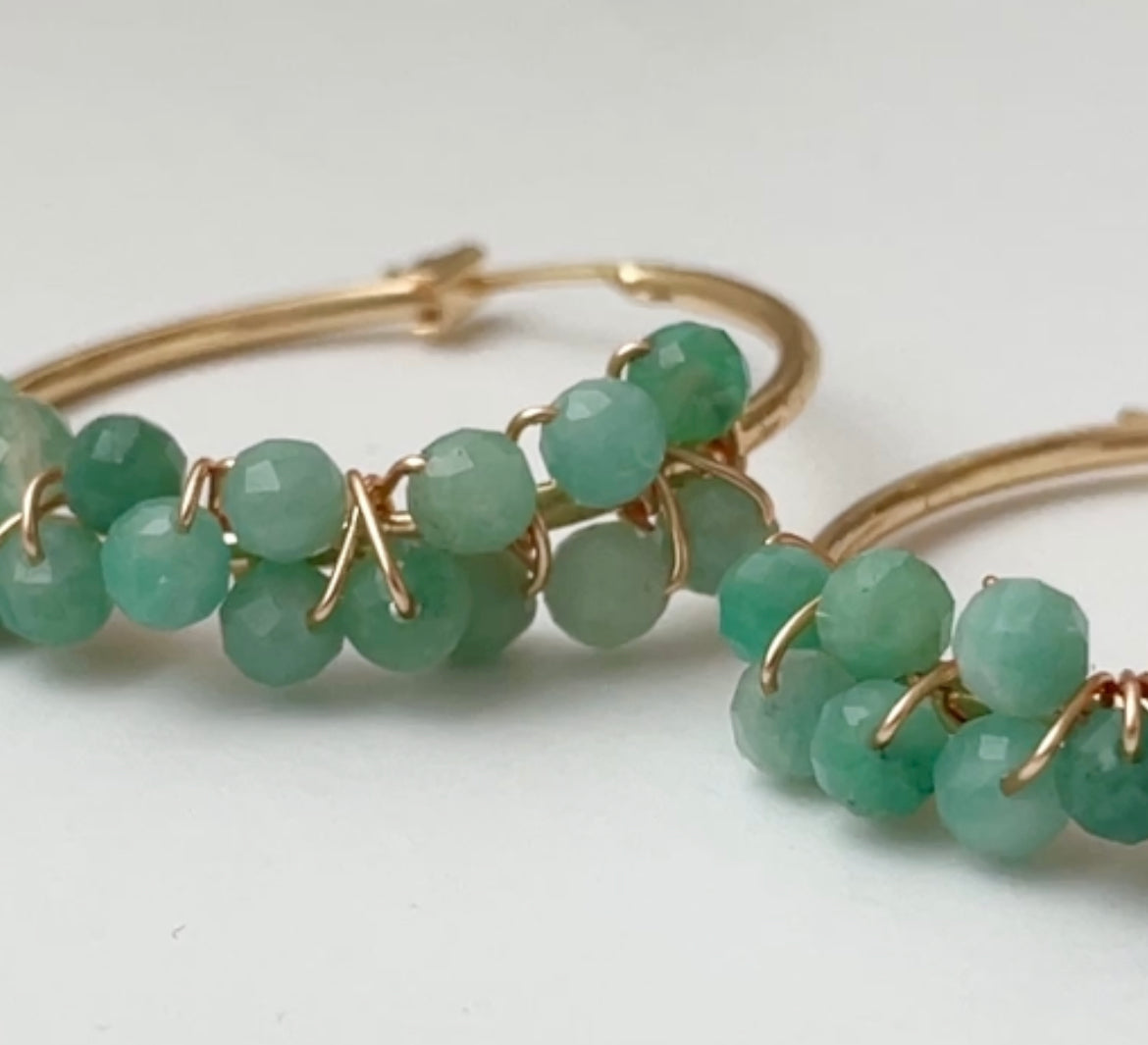 Emerald Gemstone Gold-filled Hoops