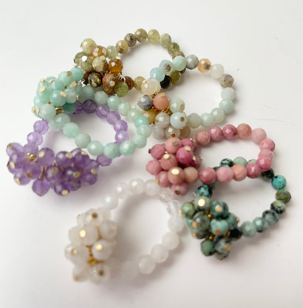 Adjustable Rings Faceted Small Gemstones