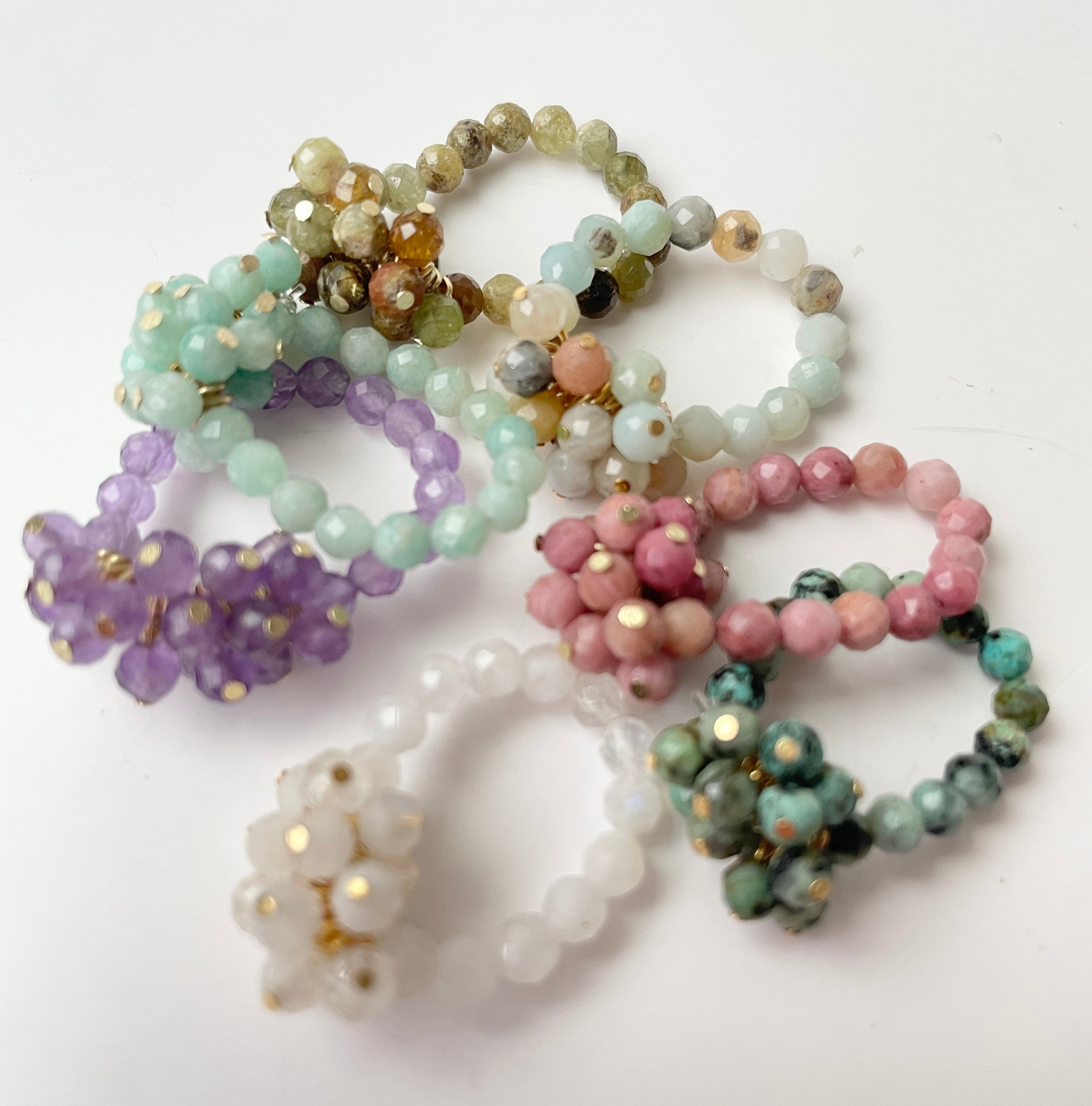 Adjustable Rings Faceted Small Gemstones