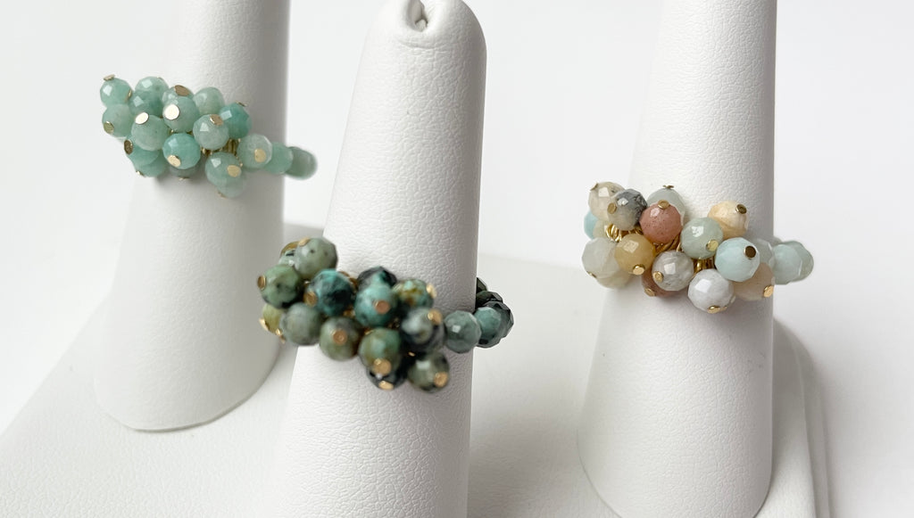 Adjustable Rings Faceted Small Gemstones