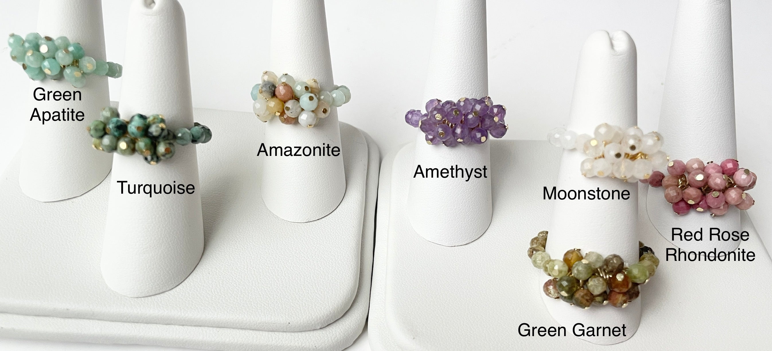 Adjustable Rings Faceted Small Gemstones