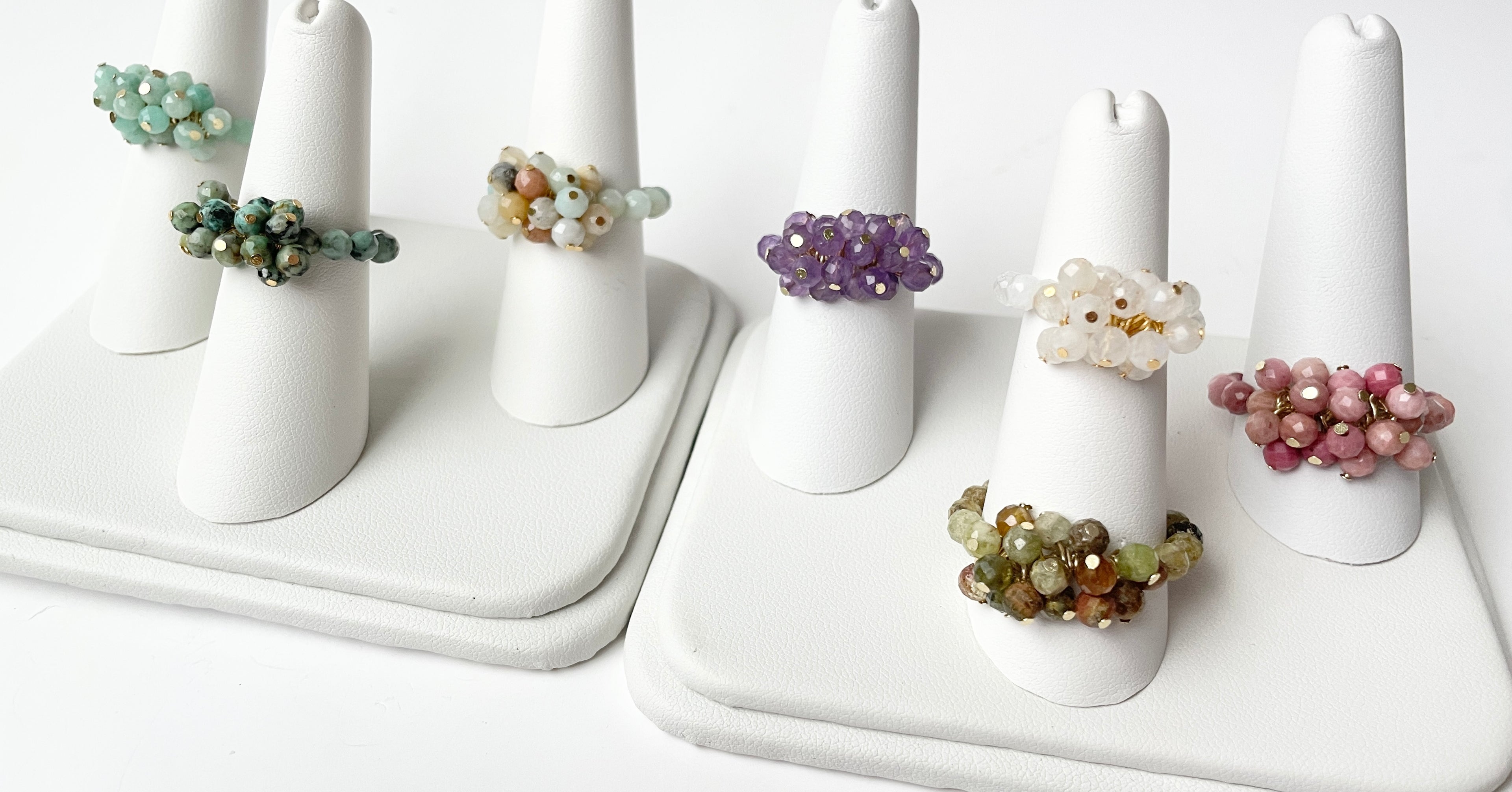 Adjustable Rings Faceted Small Gemstones