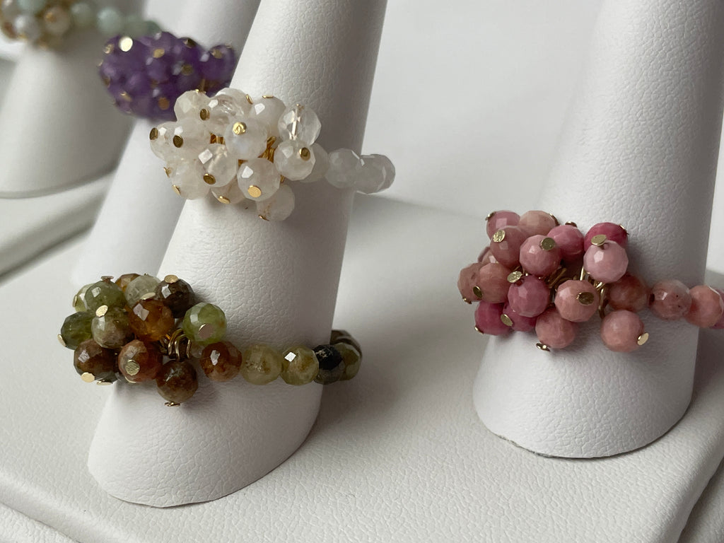 Adjustable Rings Faceted Small Gemstones