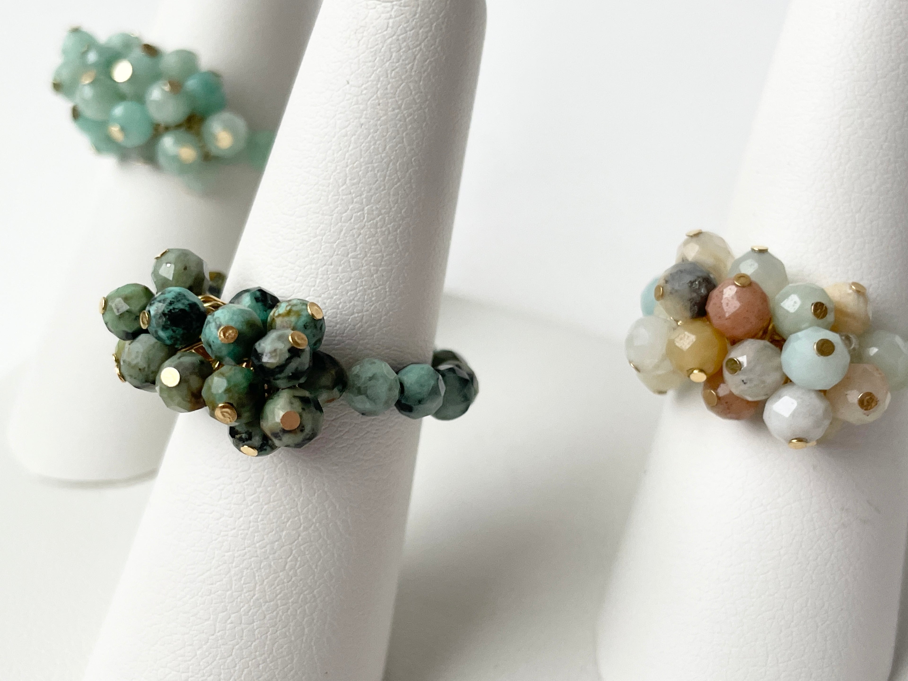 Adjustable Rings Faceted Small Gemstones