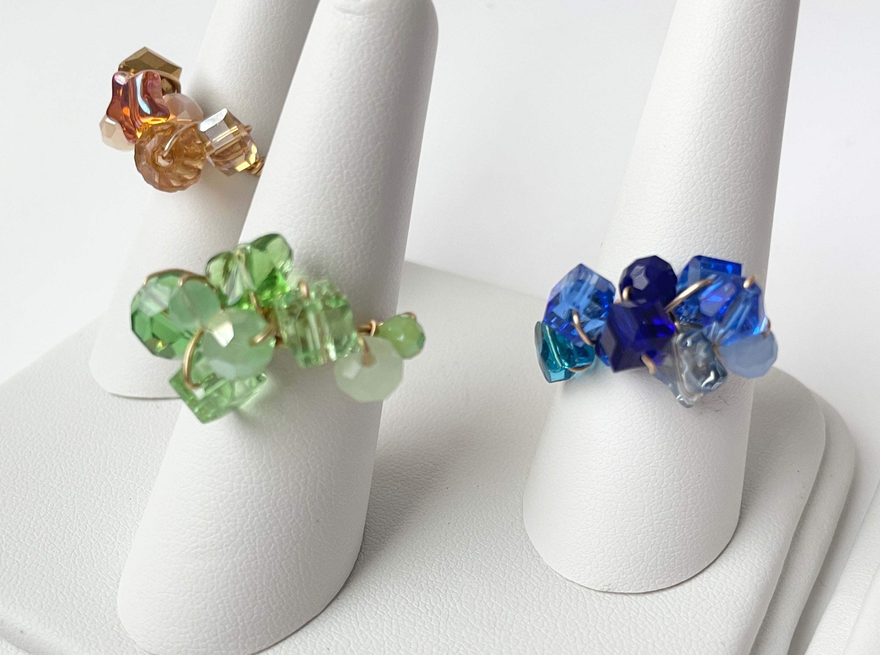 Glass Mix Faceted Gold Rings