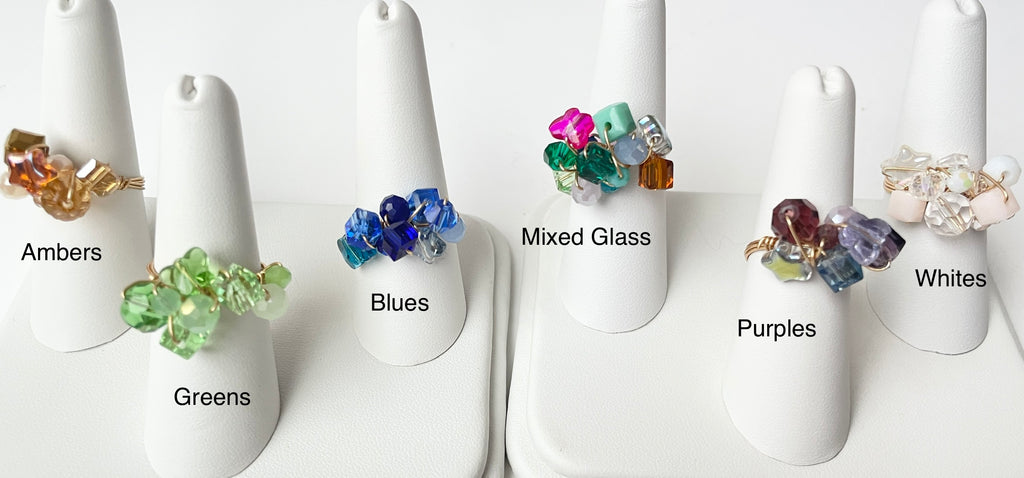 Glass Mix Faceted Gold Rings