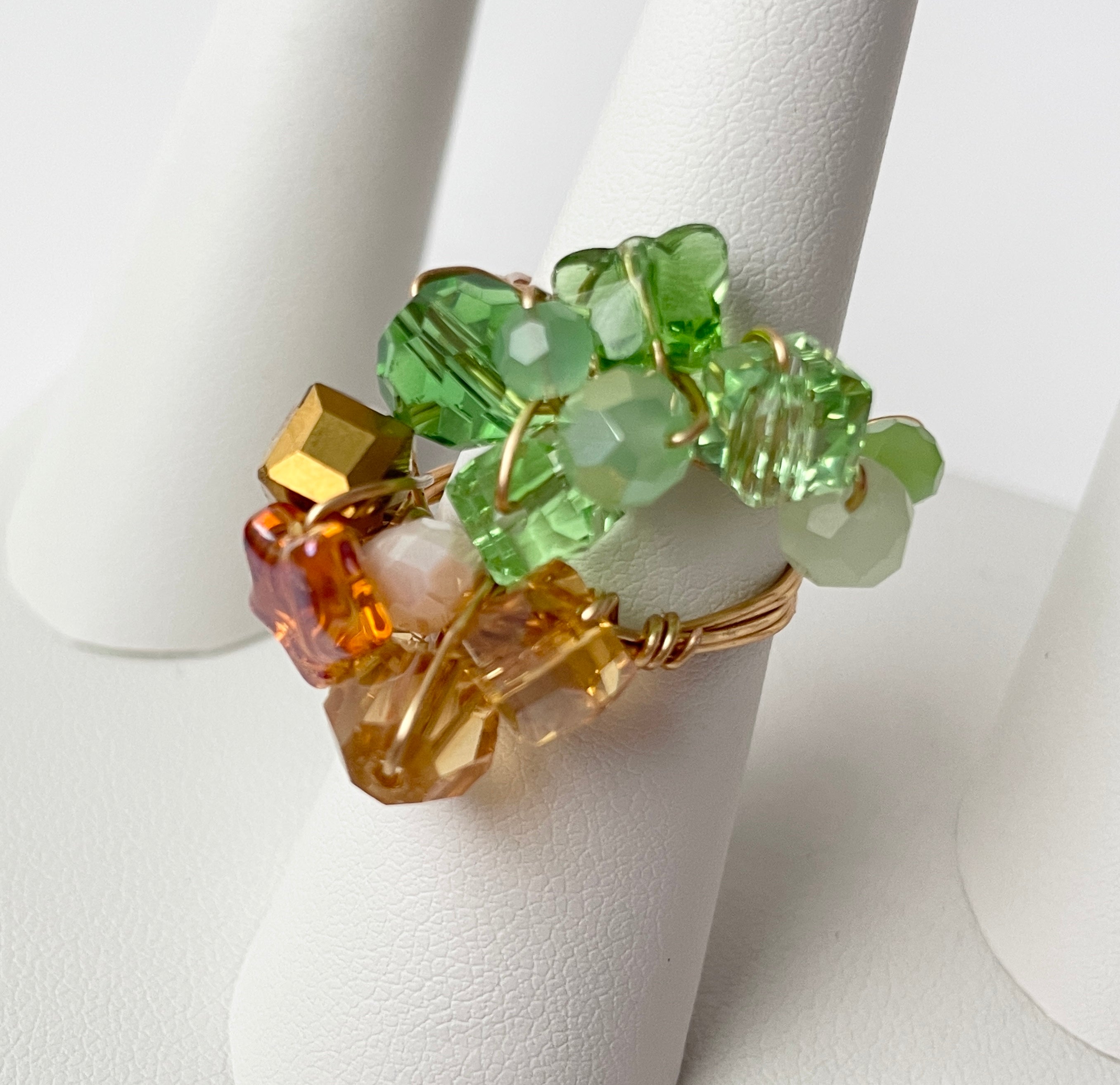 Glass Mix Faceted Gold Rings