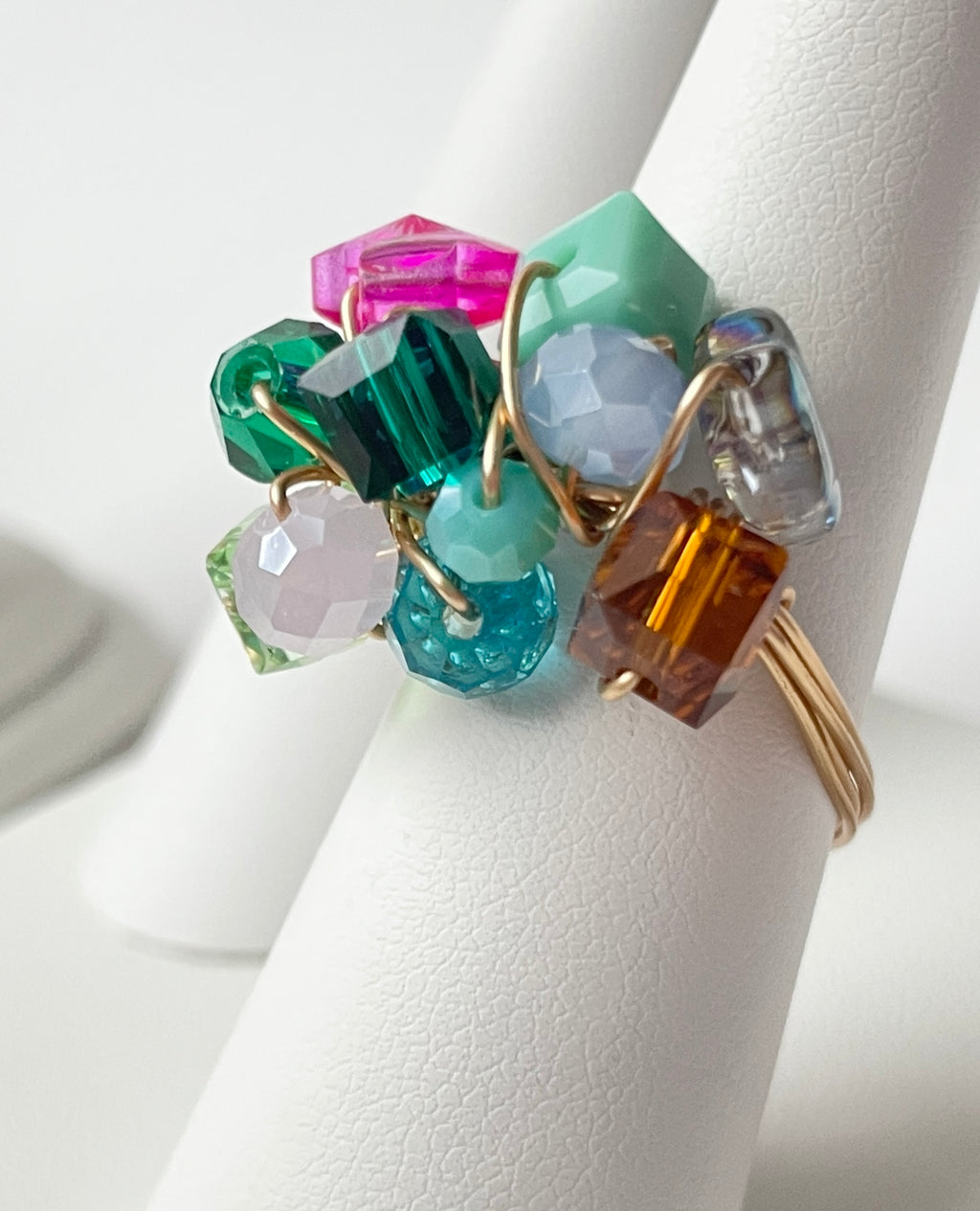 Glass Mix Faceted Gold Rings