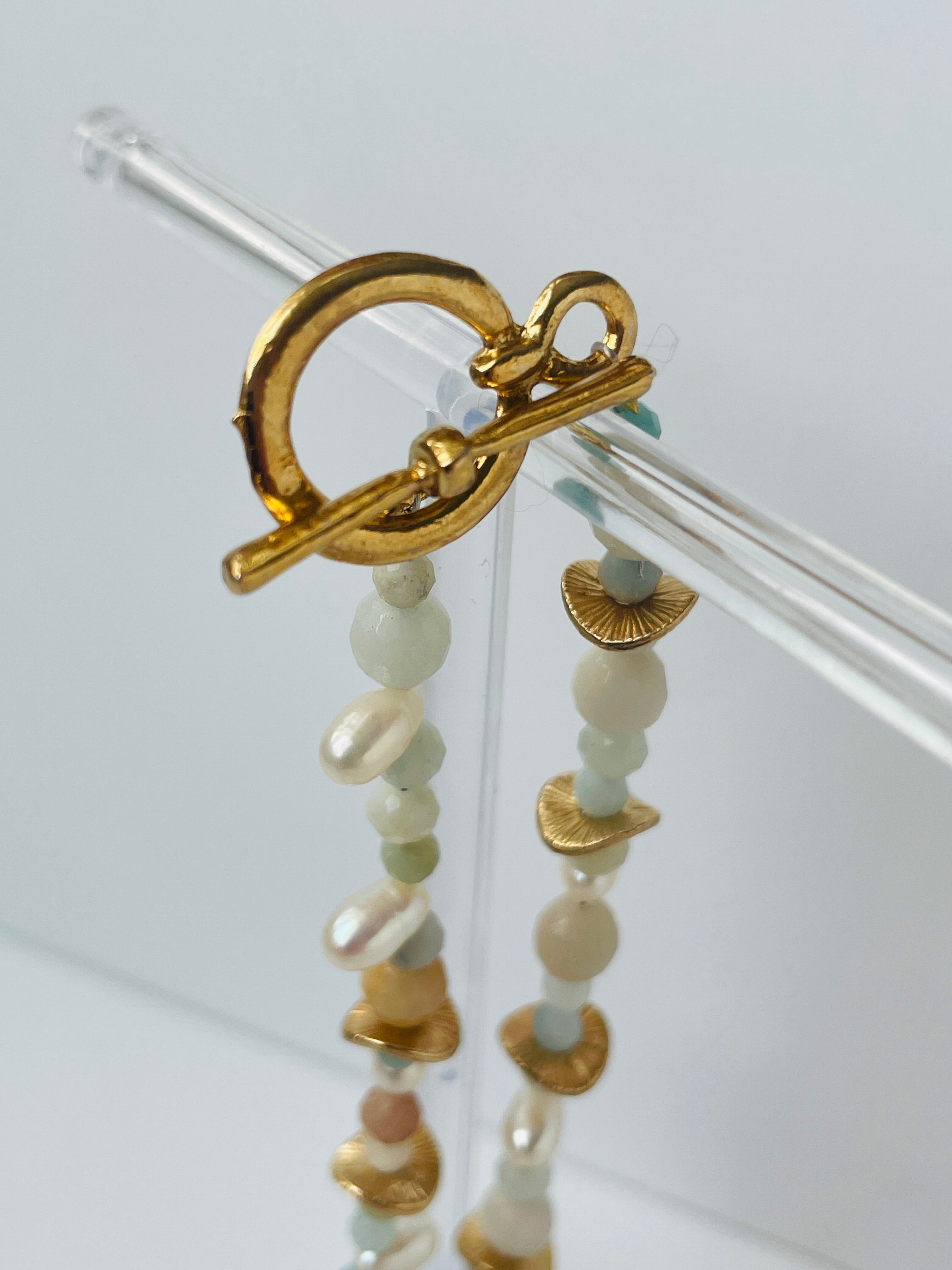 Mixed Amazonite and Freshwater Pearl Necklace