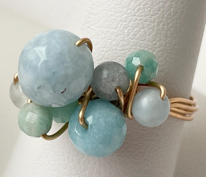 Gold Filled Rings Wired Mix Size Gemstones