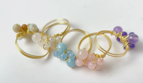 Gold Filled Rings Wired Mix Size Gemstones