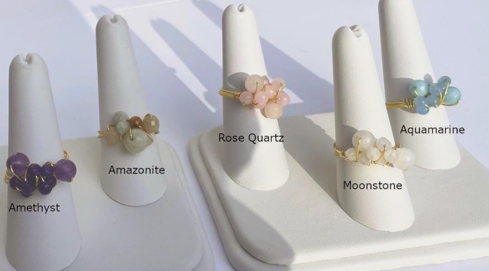 Gold Filled Rings Wired Mix Size Gemstones