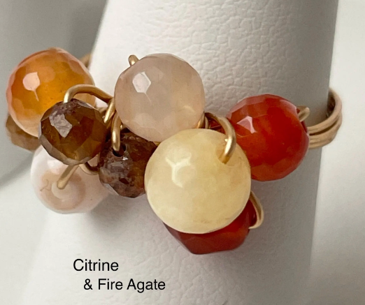 Gold Filled Rings Wired Mix Size Gemstones