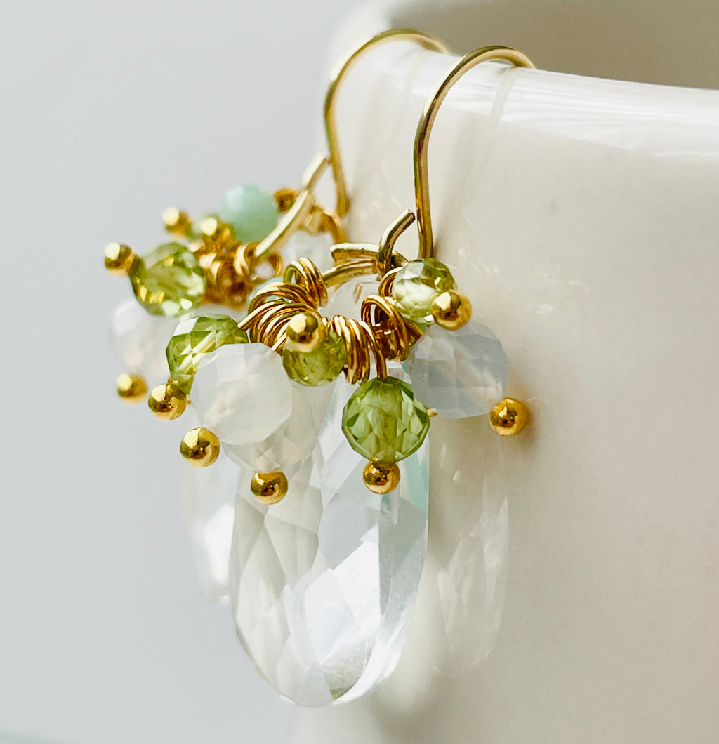 Clear Crystal & Gemstone Earrings