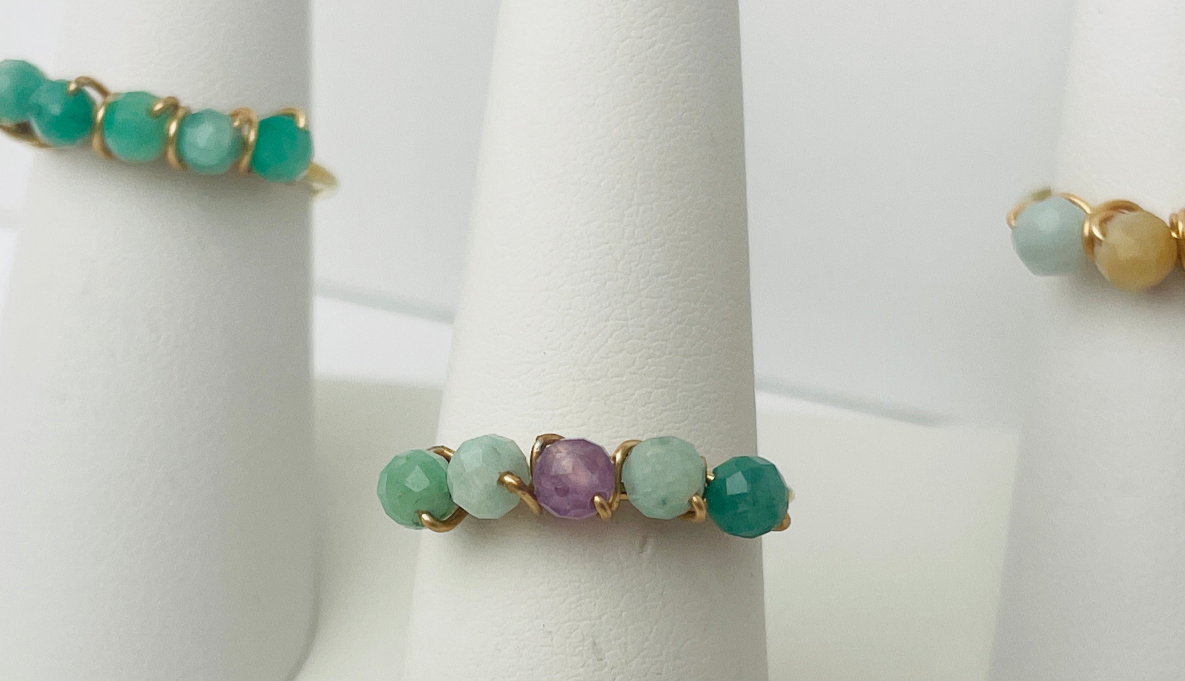 Gemstone Gold Band Rings