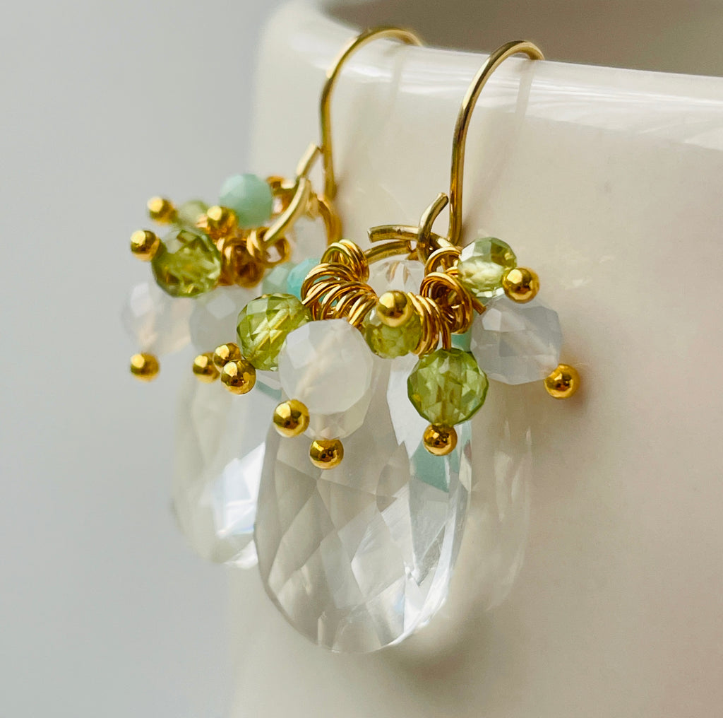 Clear Crystal & Gemstone Earrings