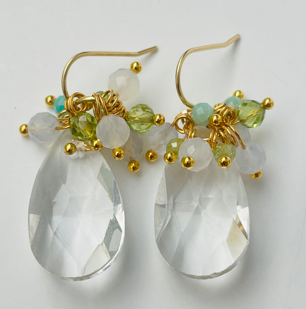 Clear Crystal & Gemstone Earrings