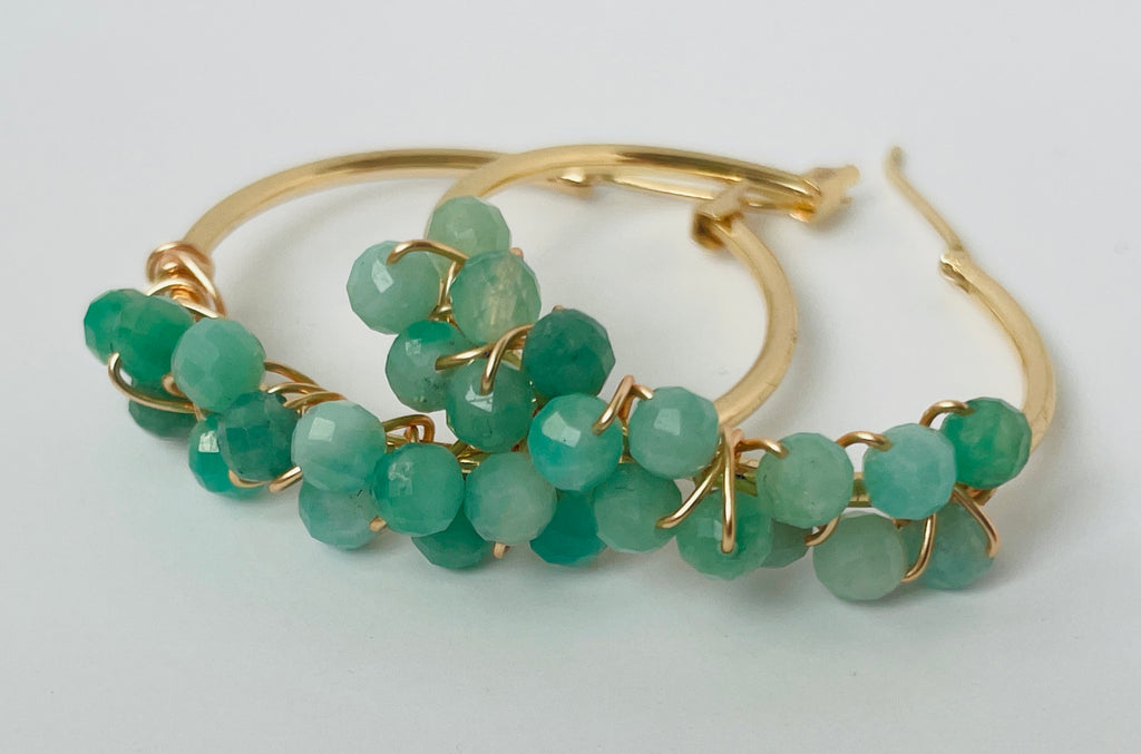 Emerald Gemstone Gold-filled Hoops