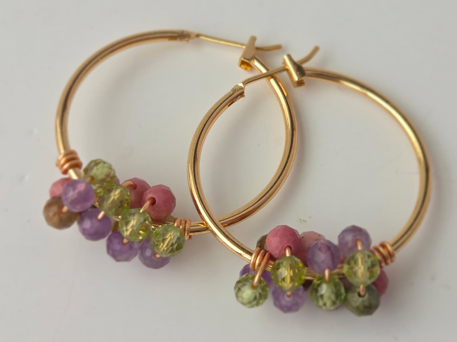 Multi Gemstones Gold - Filled Hoops