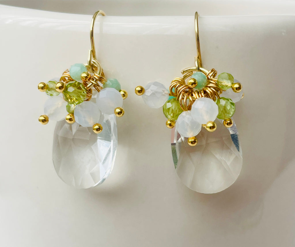 Clear Crystal & Gemstone Earrings