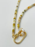Yellow Opal Gemstone & Pearl Lock Necklace