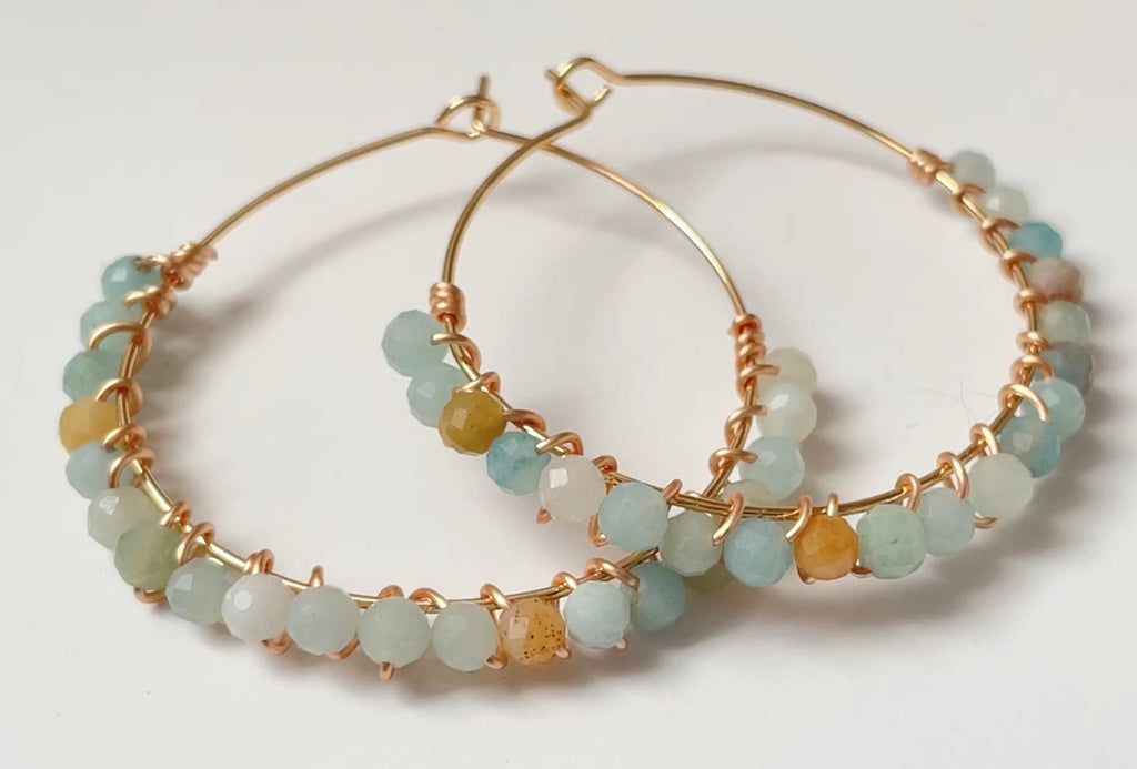 Hoop Earrings Amazonite Gold-Filled