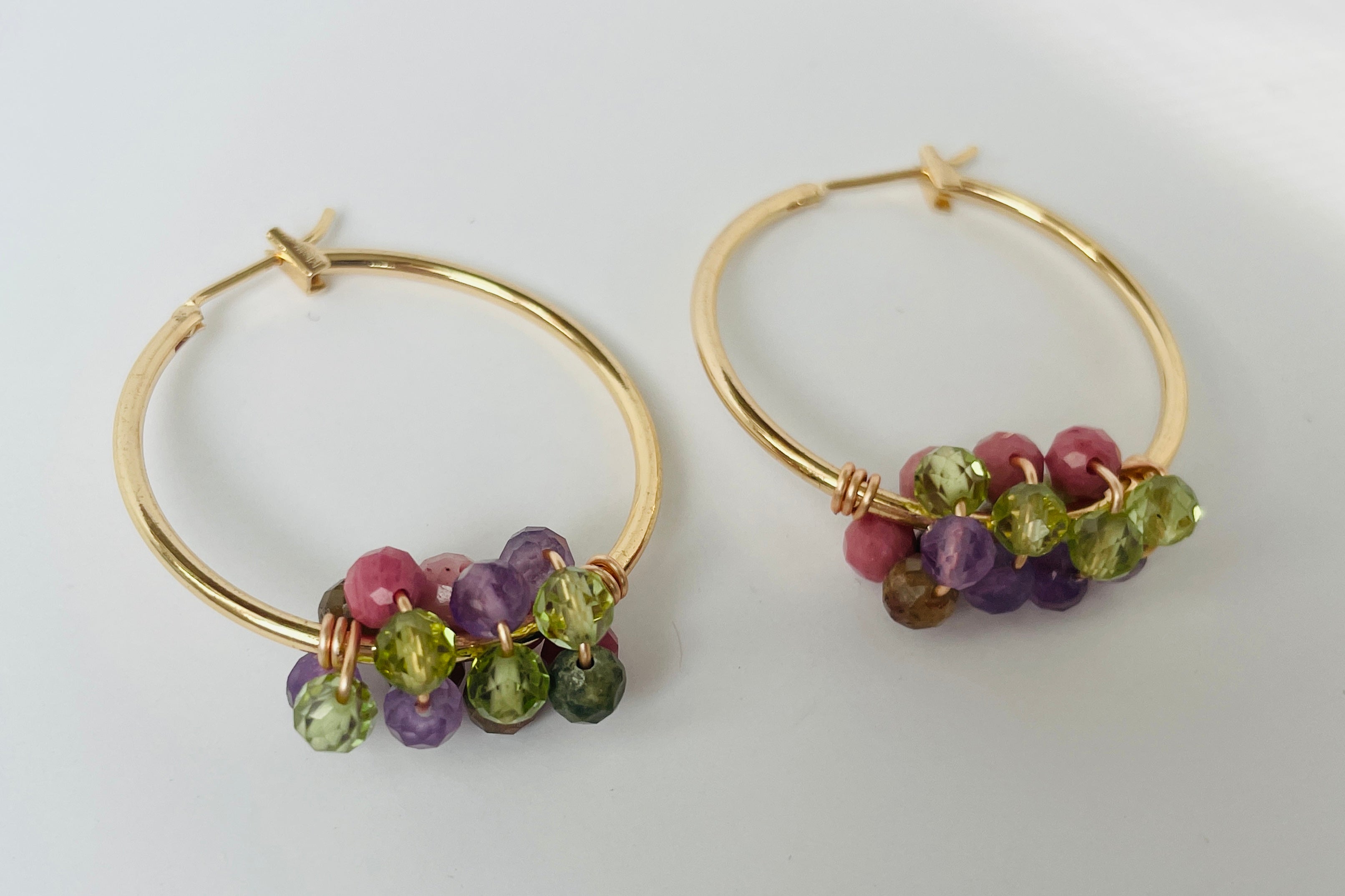 Multi Gemstones Gold - Filled Hoops
