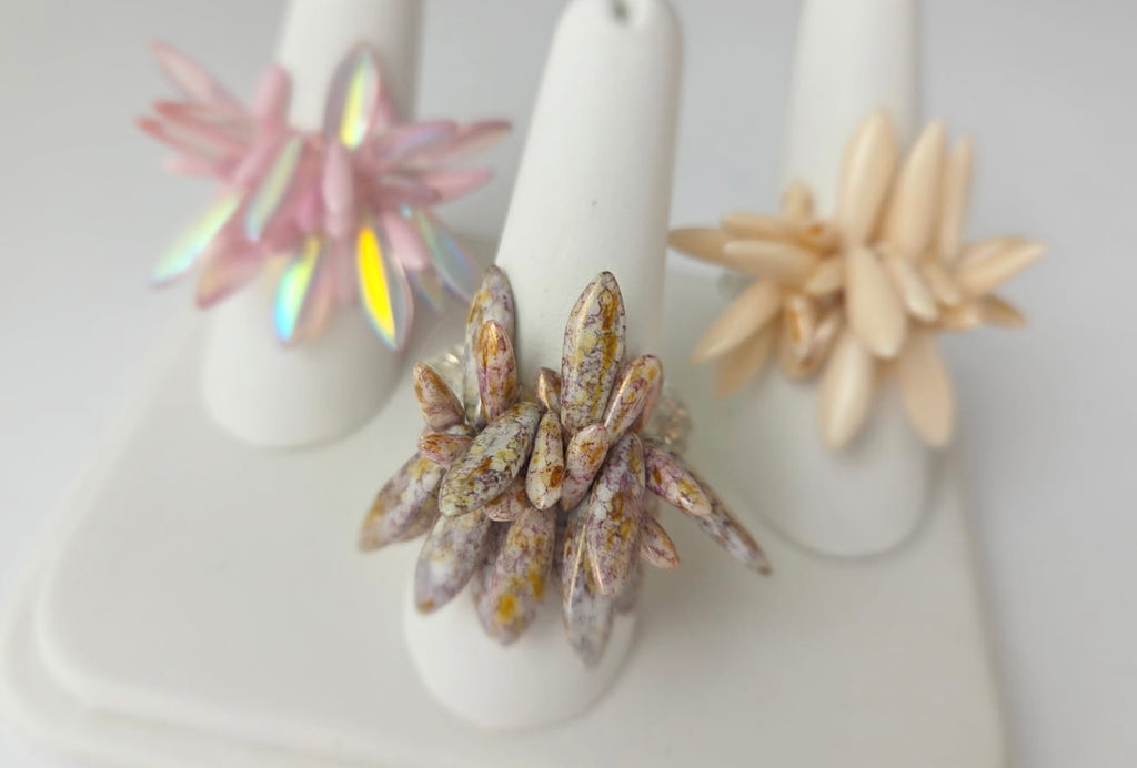 Dagger Czech Glass Adjustable Rings