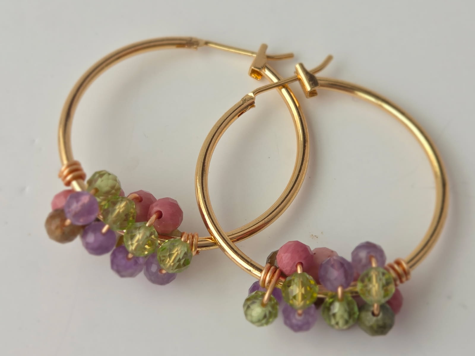 Multi Gemstones Gold - Filled Hoops