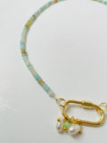 Amazonite Stone & Pearl Lock Necklace