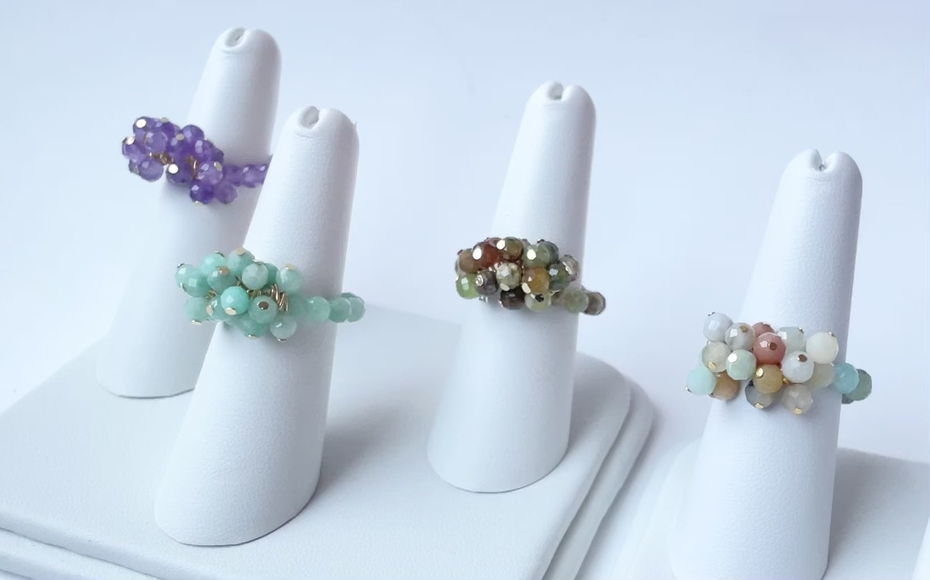 Adjustable Rings Faceted Small Gemstones