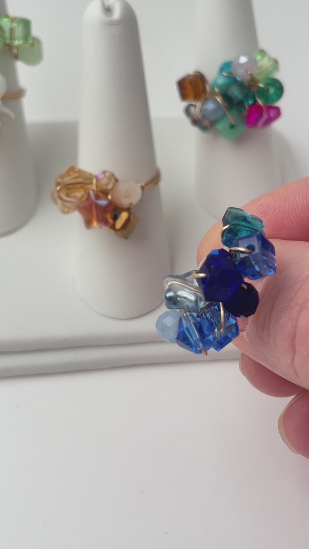 Glass Mix Faceted Gold Rings